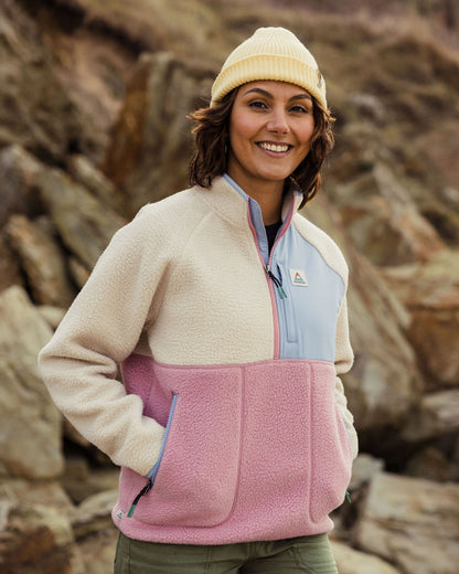 Home Recycled Sherpa Fleece - Oatmeal/Pink haze