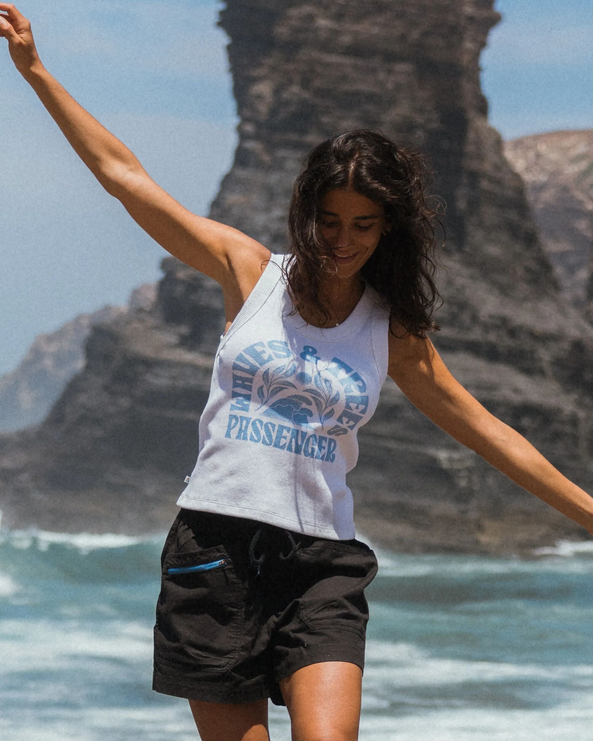 Dawning Ribbed Scoop Neck Vest - White - Lifestyle