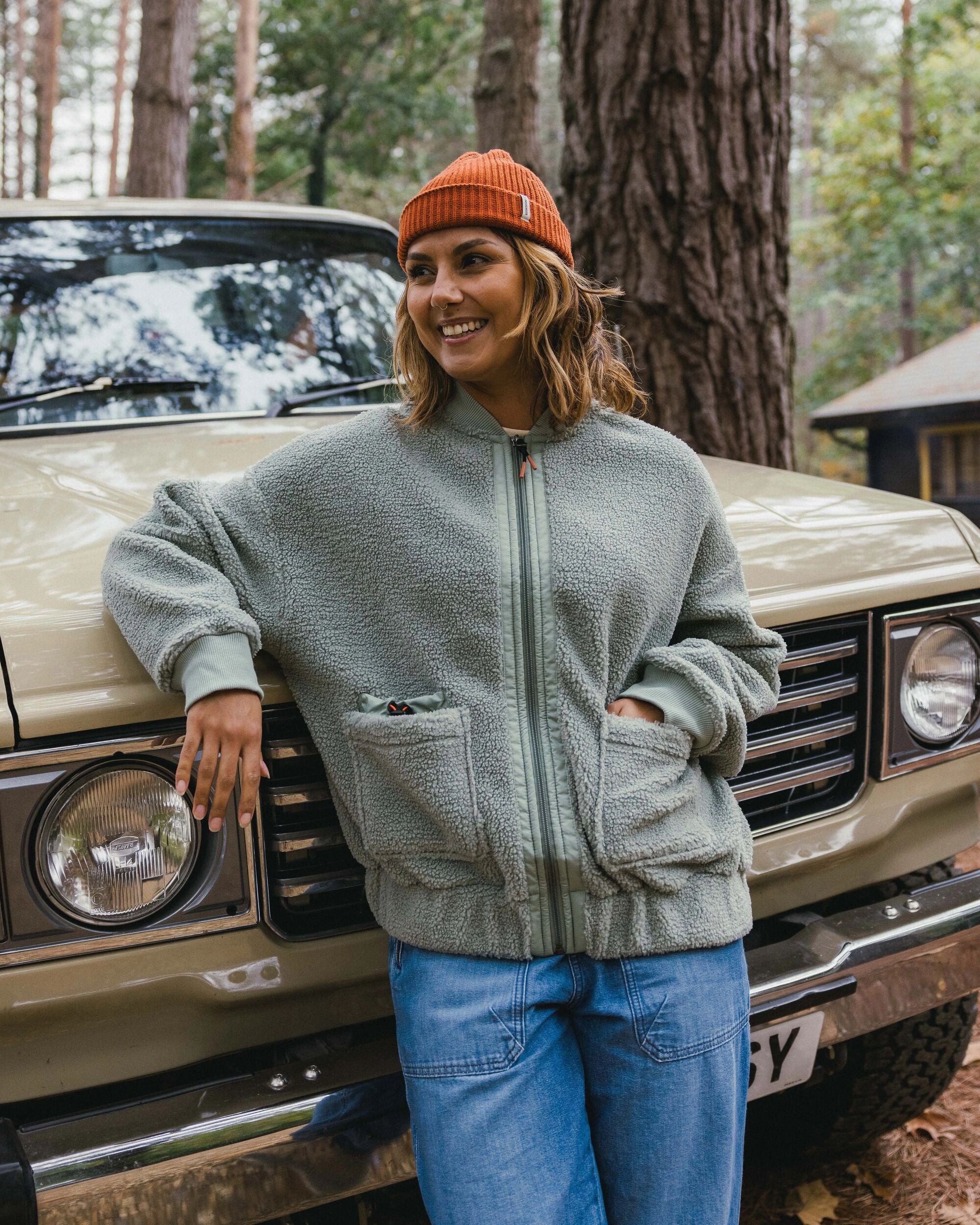 Lucia Recycled Sherpa Fleece - Pistachio - Lifestyle