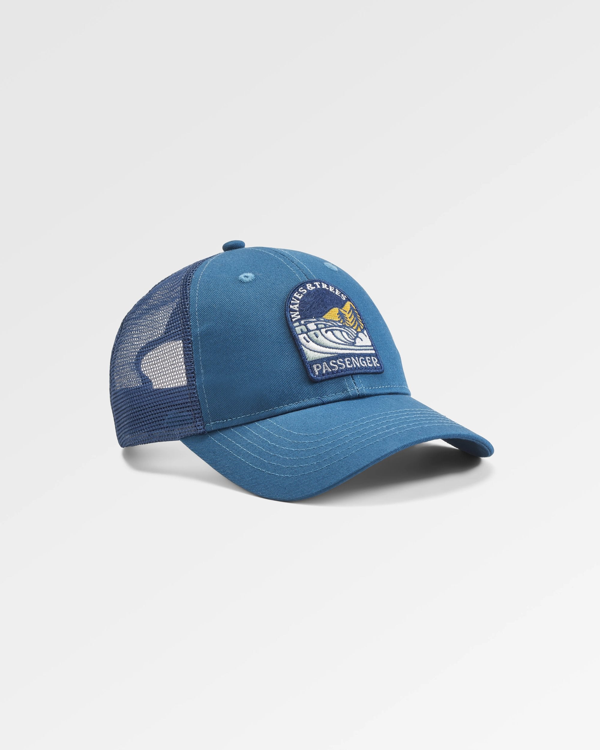 Waves & Trees Organic Cotton Trucker Cap - Tidal Blue - Flatlay