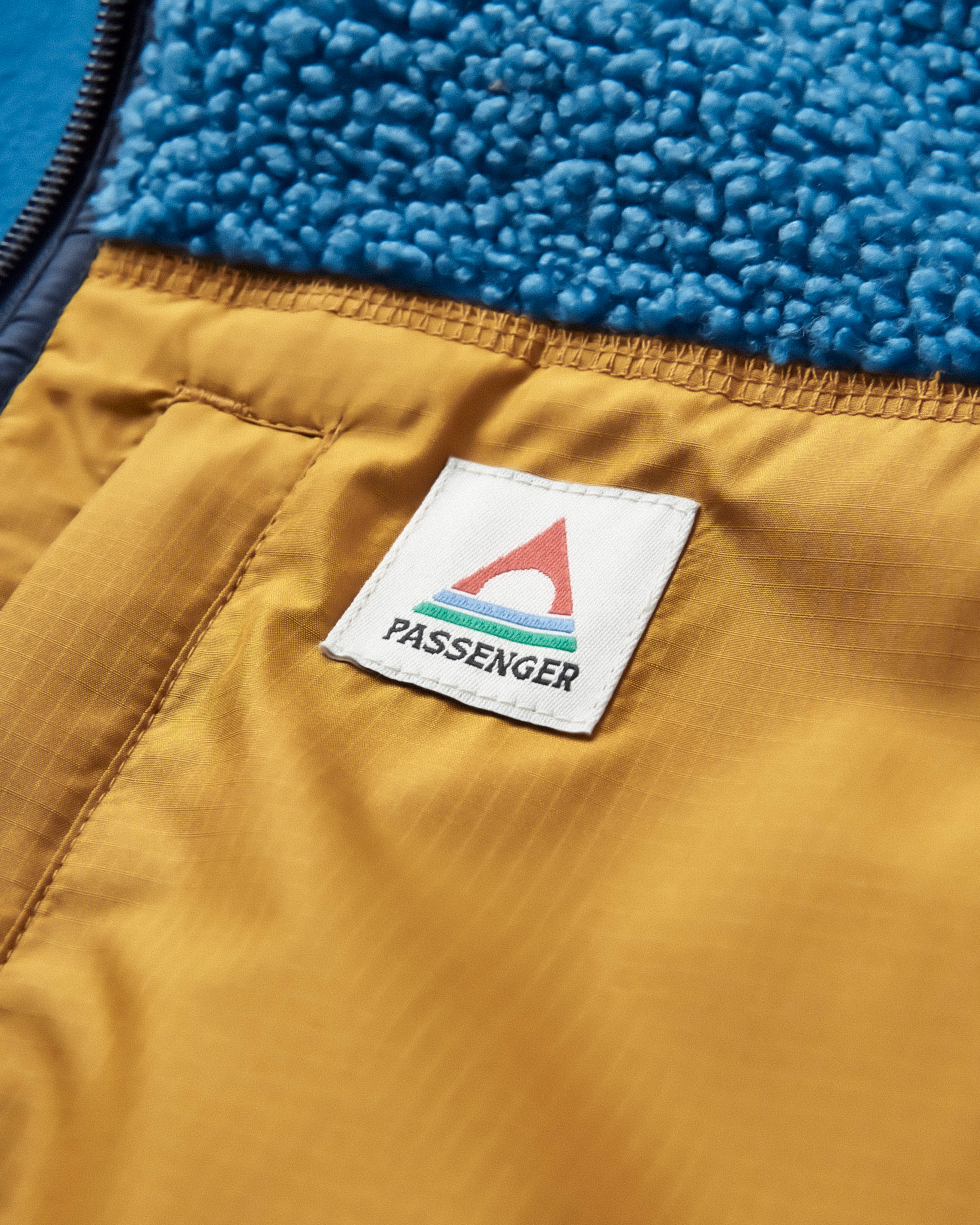 Born Explorer Recycled Polar-Lined Sherpa Vest - Blue Steel - Flatlay