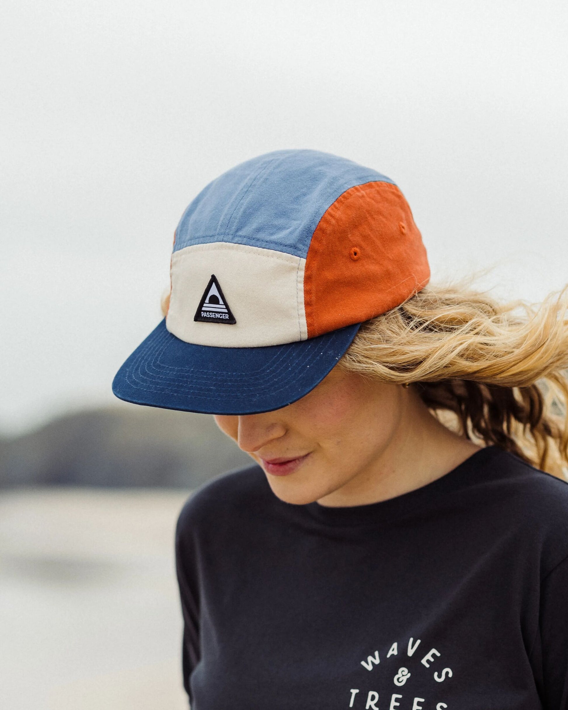 Womens_Fixie Recycled 5 Panel Cap - Sunrise Orange/ Moonlight Blue Multi