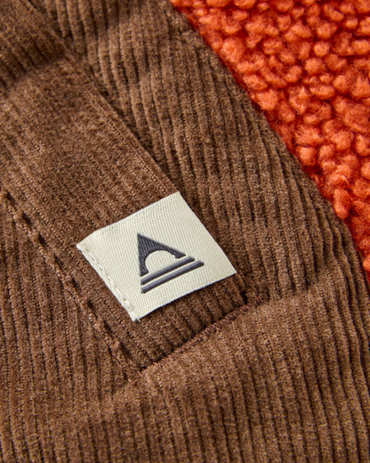 Clover Sherpa Fleece Hooded Jacket - Dark Rust - Flatlay