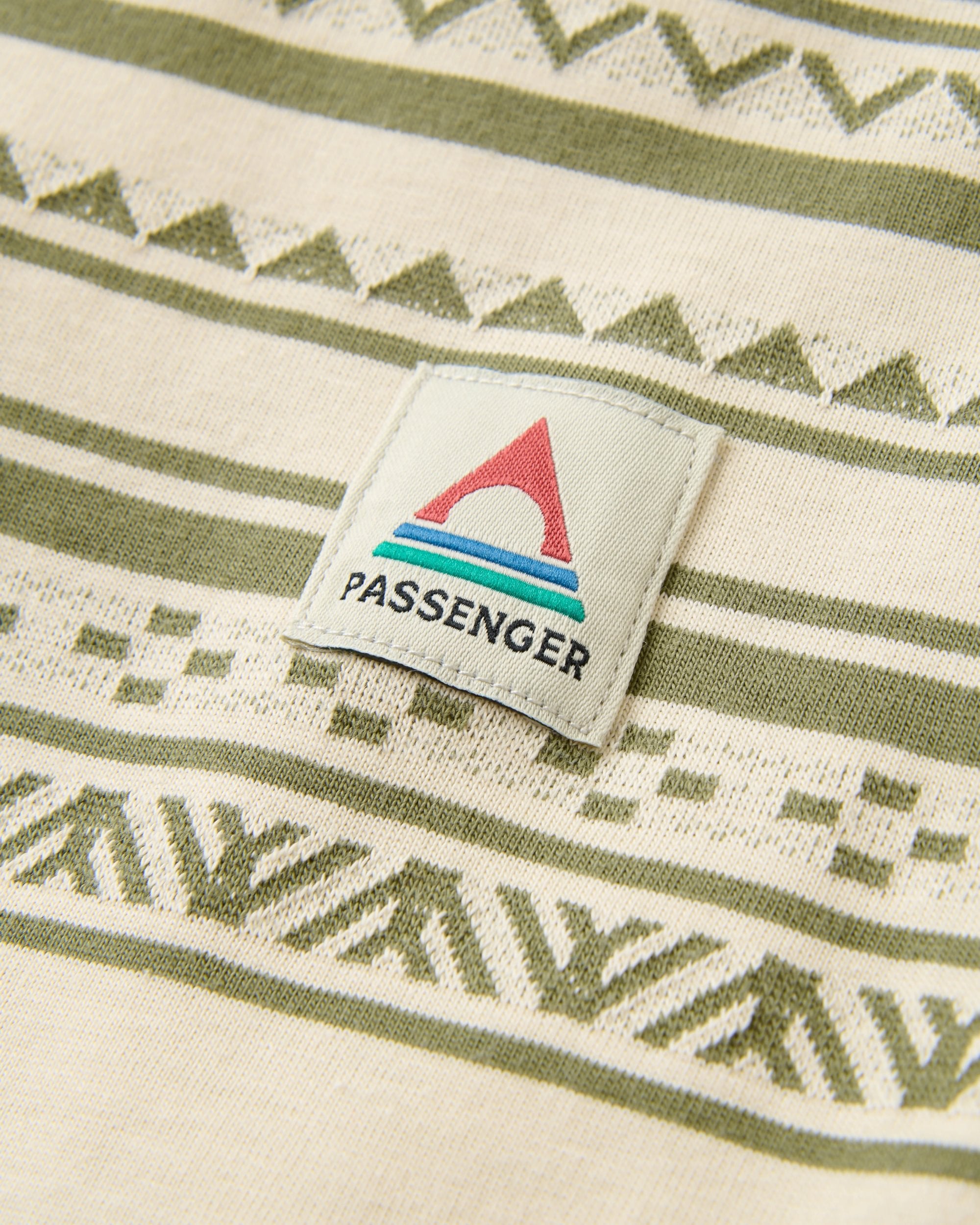 Mellower Jacquard T-Shirt - Geo Stripe Birch/Khaki - Flatlay