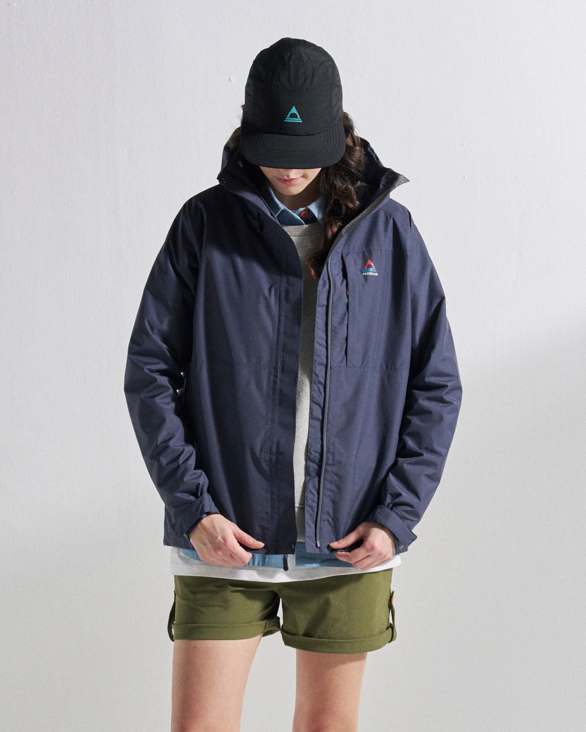 ジャケット・アウター ella selectshop denim oil cloth jacket Trailscape Damen-Wasserabweisende Jacke Holzkohle – Passenger