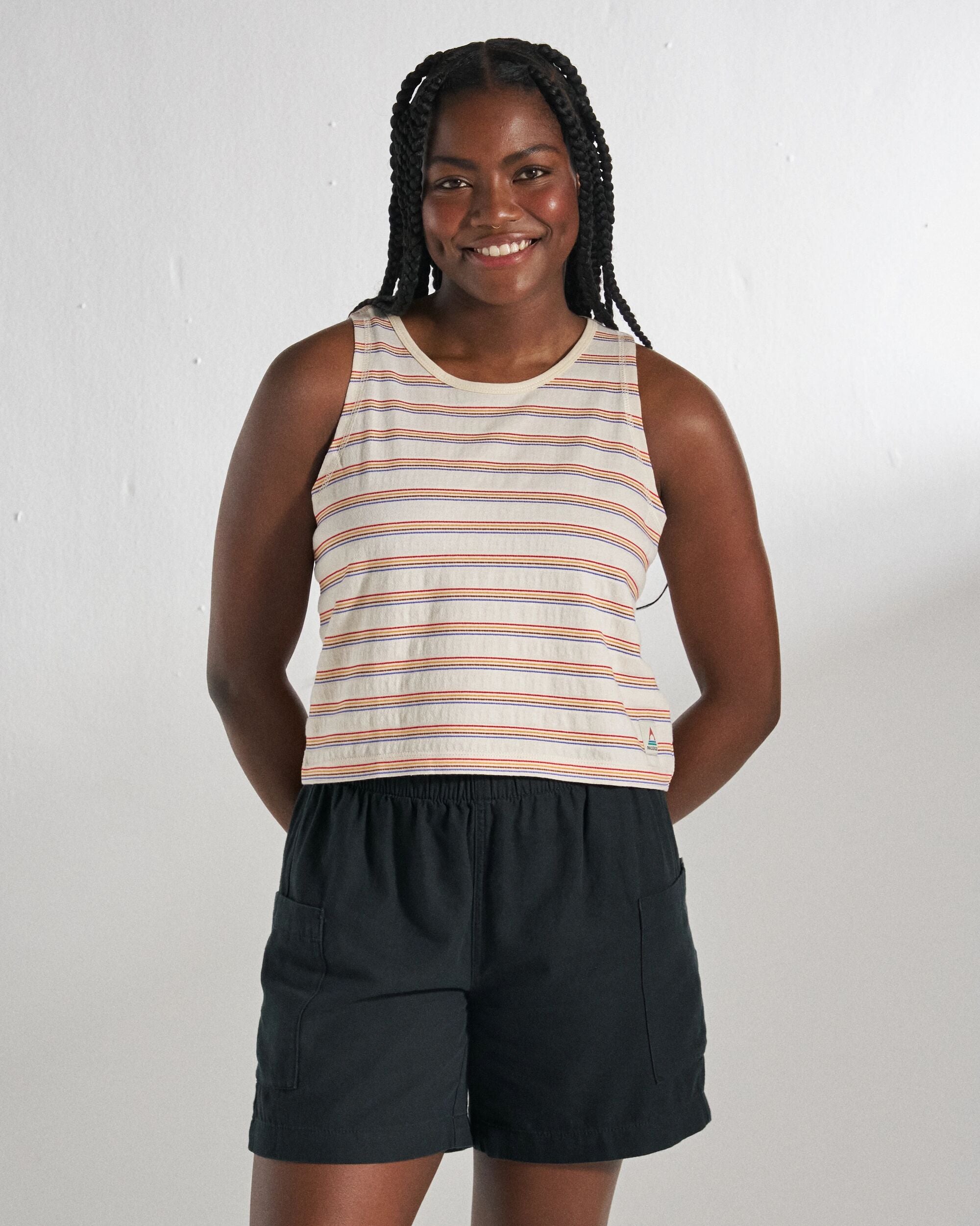 Retro Vibes Vest - Retro Stripe - Studio Model