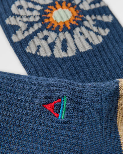 Made to Roam Graphic Crew Socks - Rich Navy