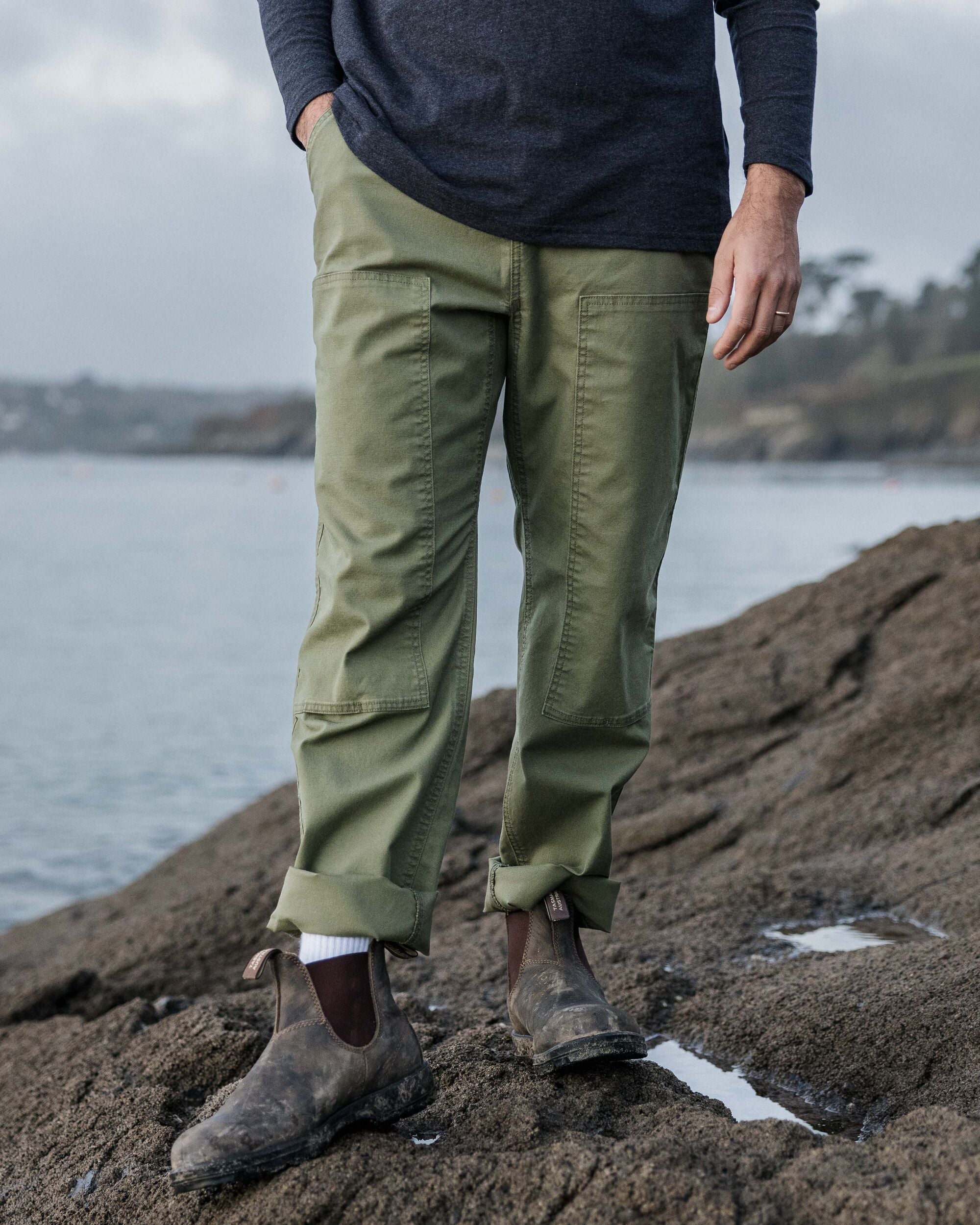 Vantage Organic Cotton Canvas Trouser - Khaki - Lifestyle