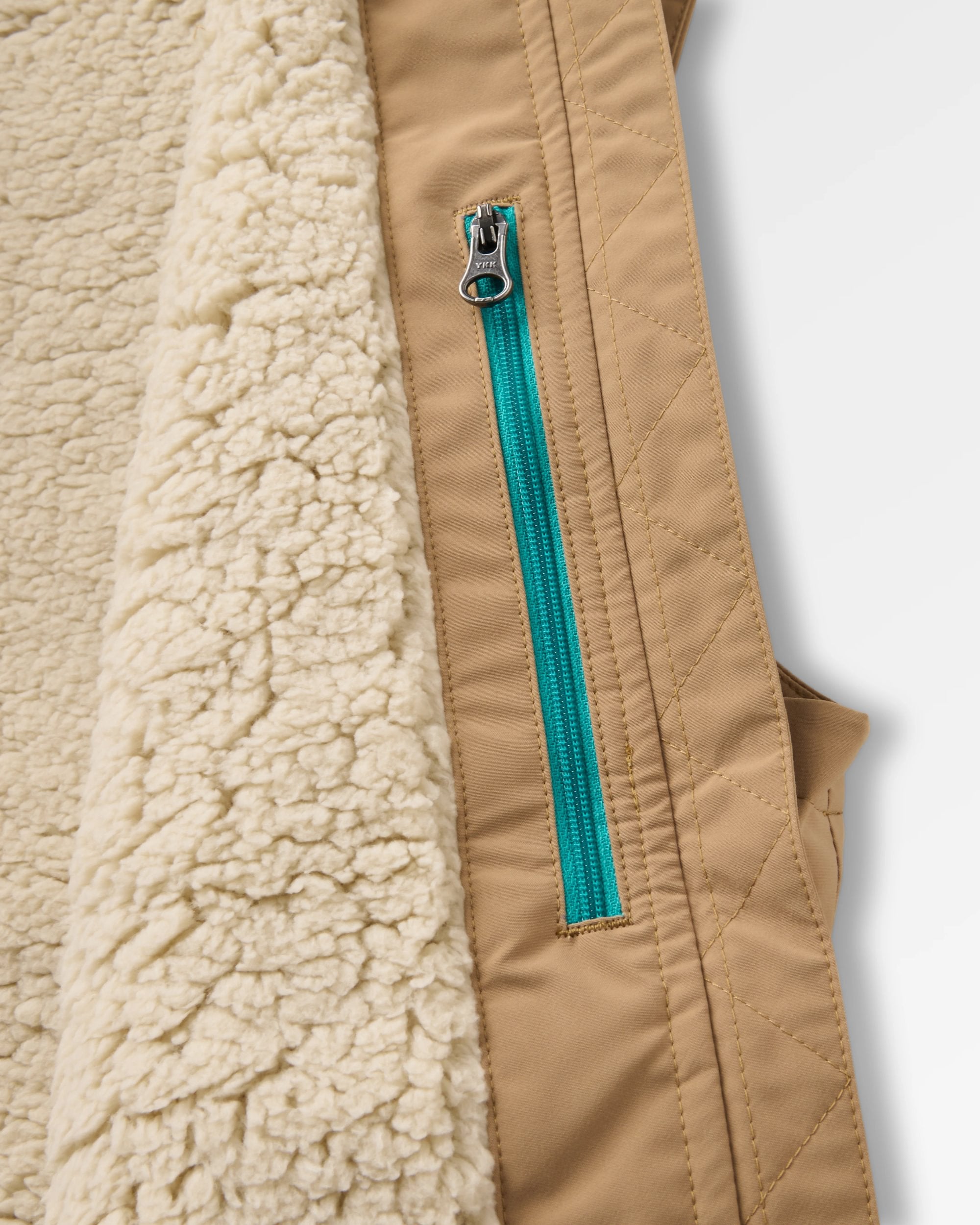 Flora Sherpa Lined Short Gilet - Biscuit/Oat - Flatlay