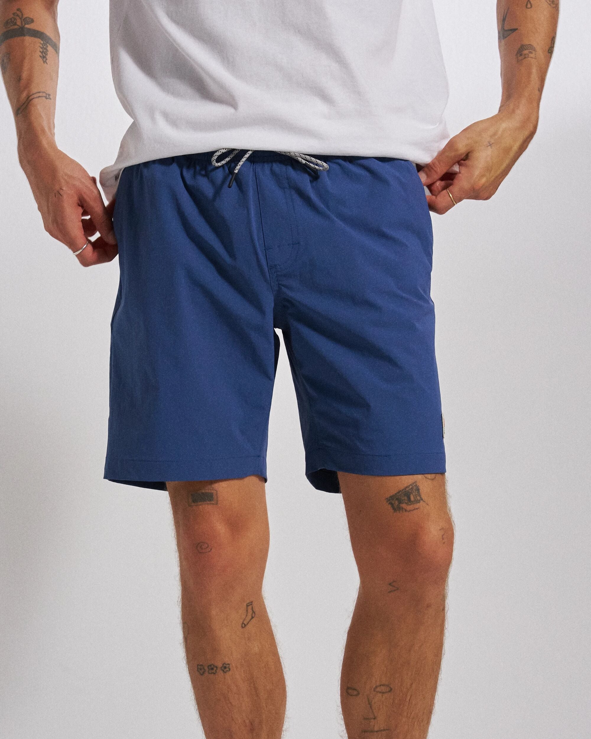 Drifter NetPlus® Swim Lined Short - Dark Denim - Studio Model
