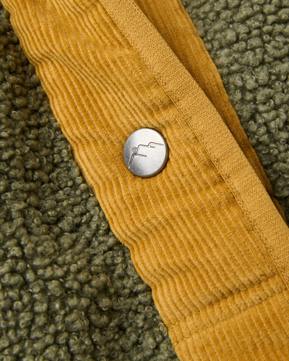 Clover Sherpa Fleece Jacket - Dusty Olive - Flatlay