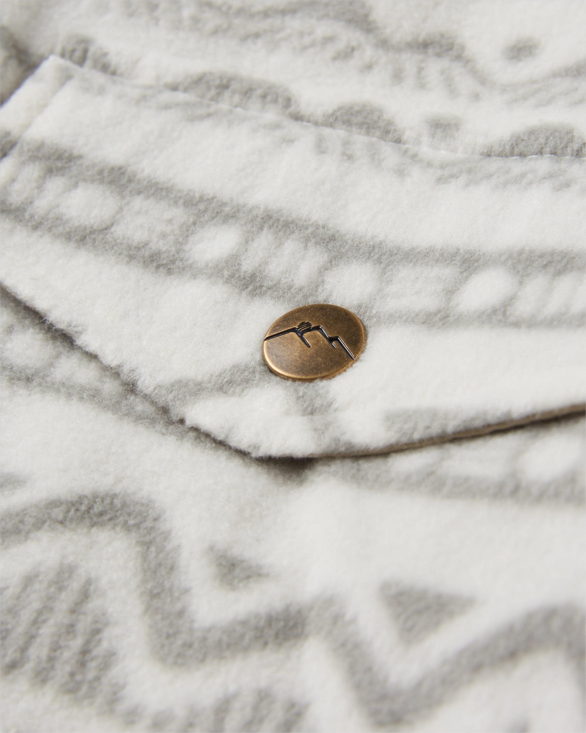 East Recycled Polar Fleece Shirt - Mountain Geo Vintage White - Flatlay