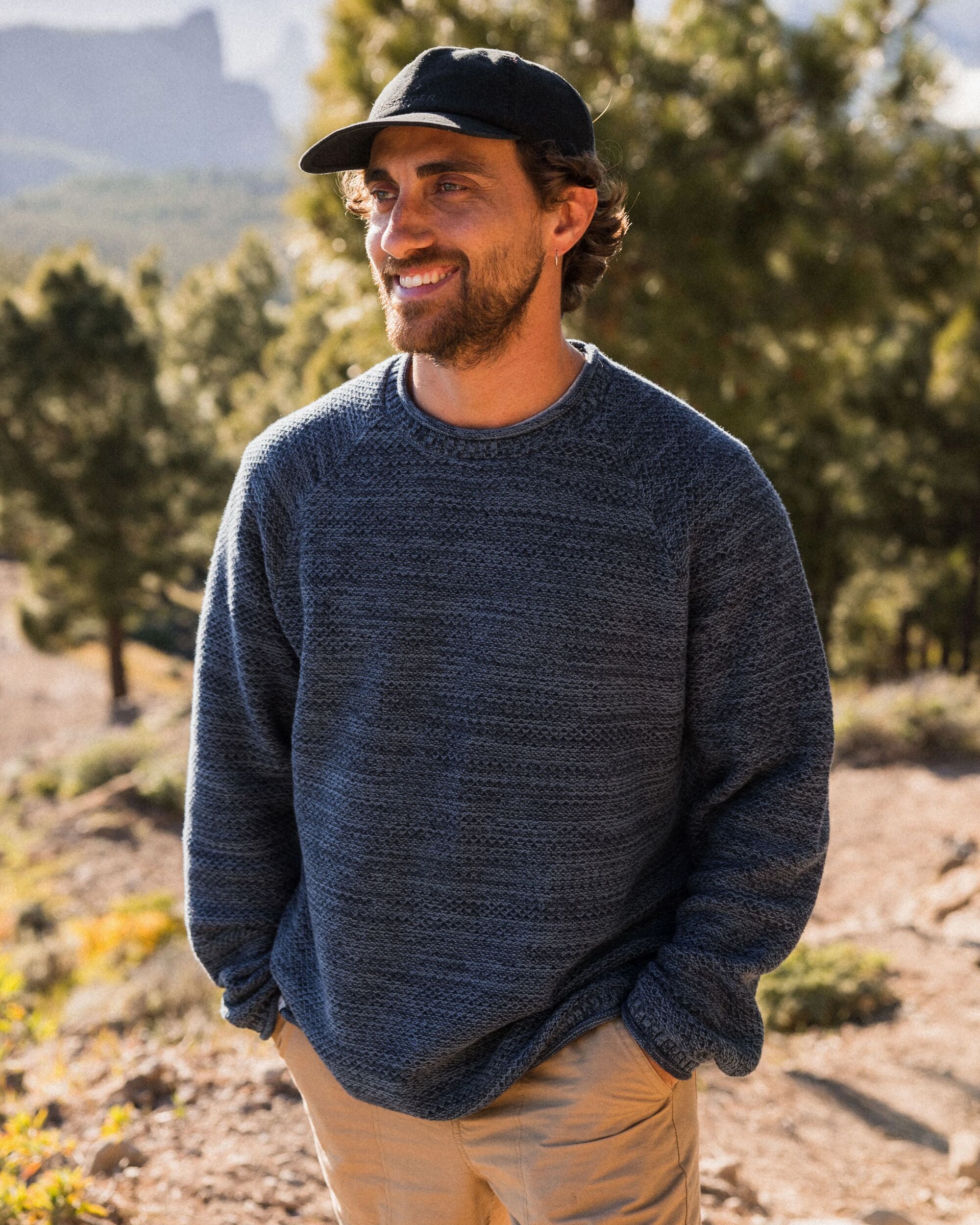 Shore Organic Cotton Knitted Jumper - Rich Navy - Lifestyle