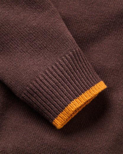 Meander Logo Stripe Knitted Jumper - Espresso - Flatlay
