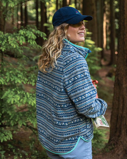 Sorrel Recycled Polar Fleece - Geo Stripe Dark Denim - Lifestyle