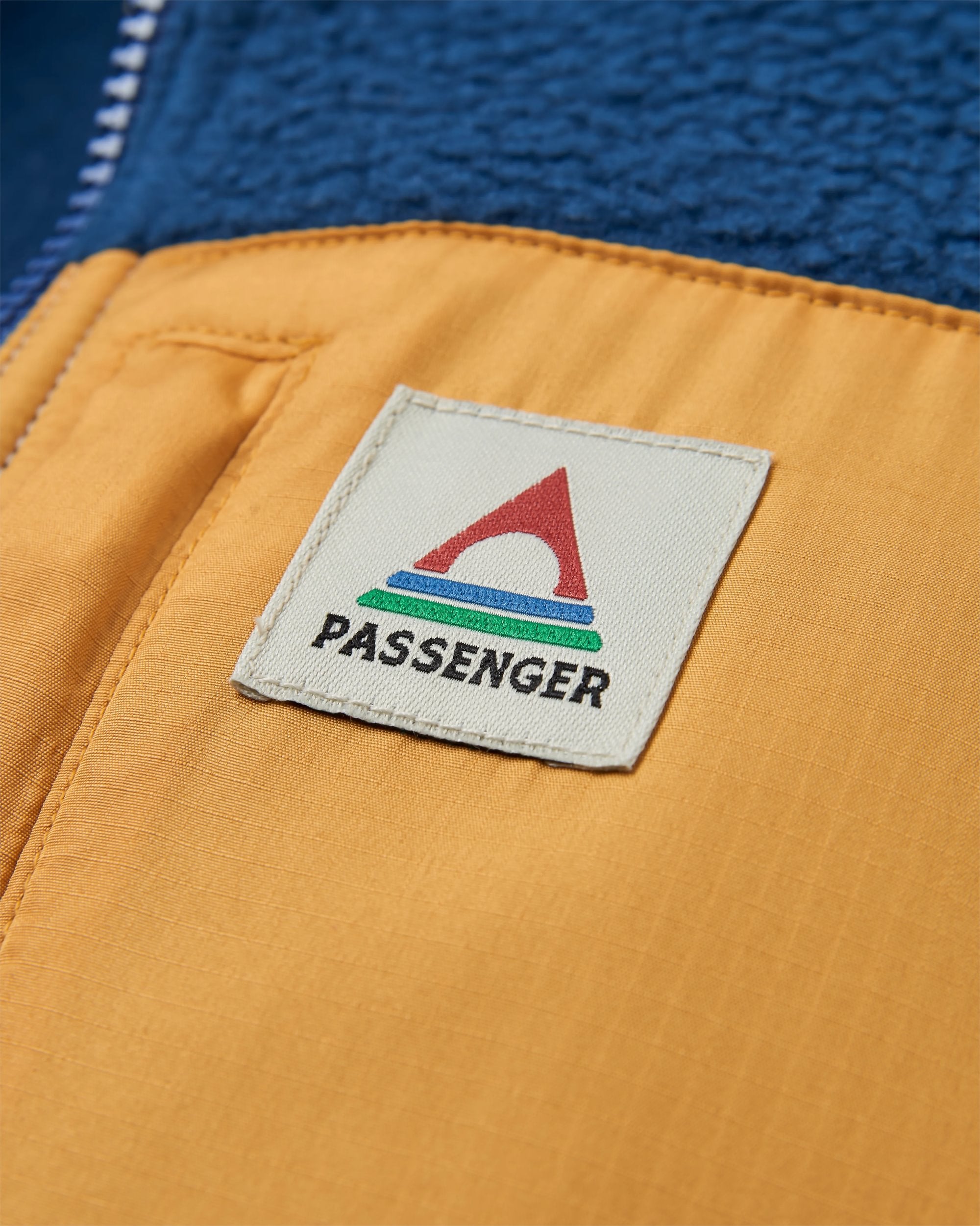 Fairbanks Full Zip Recycled Sherpa Gilet - Dark Denim/Vintage White - Flatlay