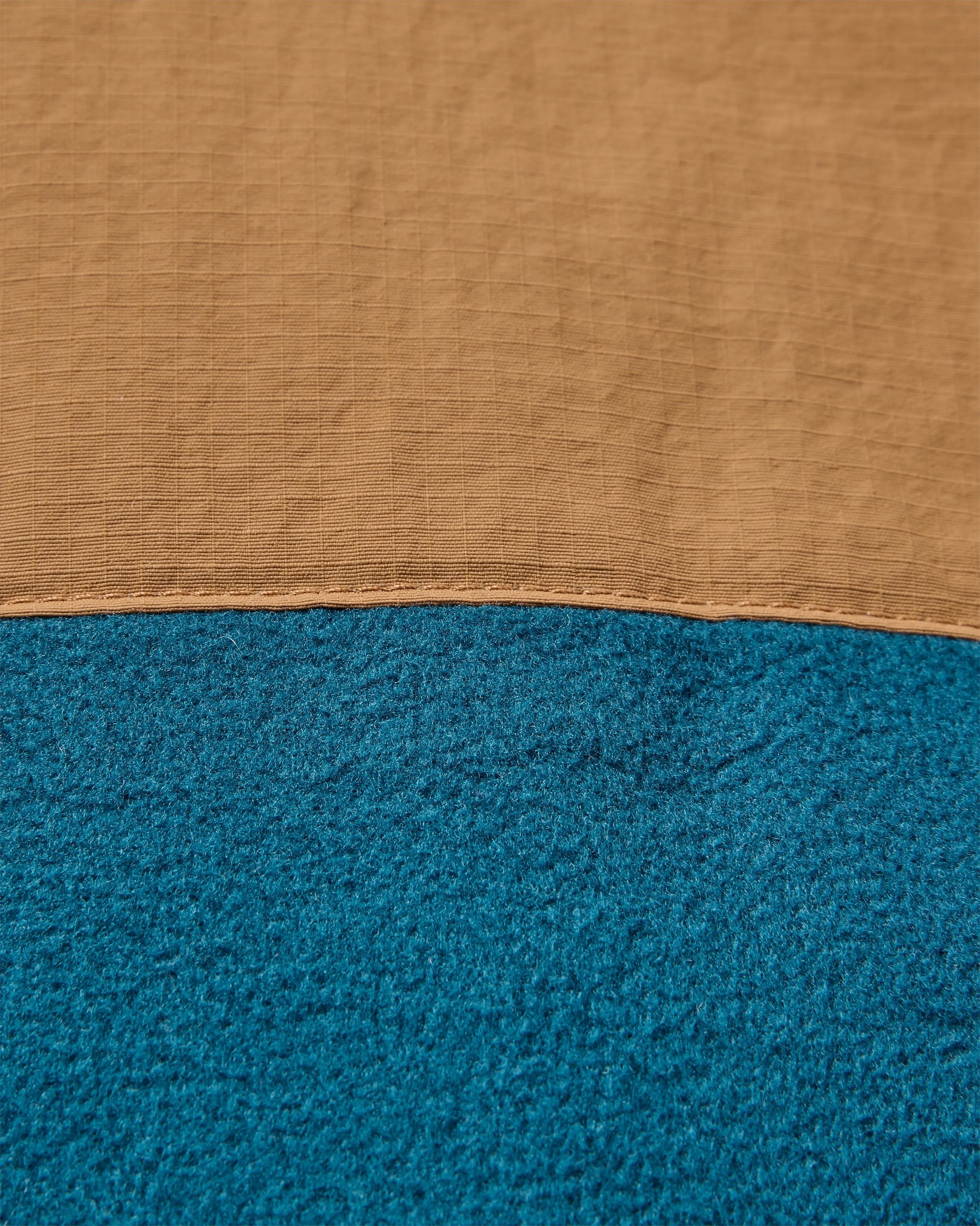 Woodland Hoodless 1/2 Zip Recycled Polartec® Fleece - Espresso/Tidal Blue  - Flatlay