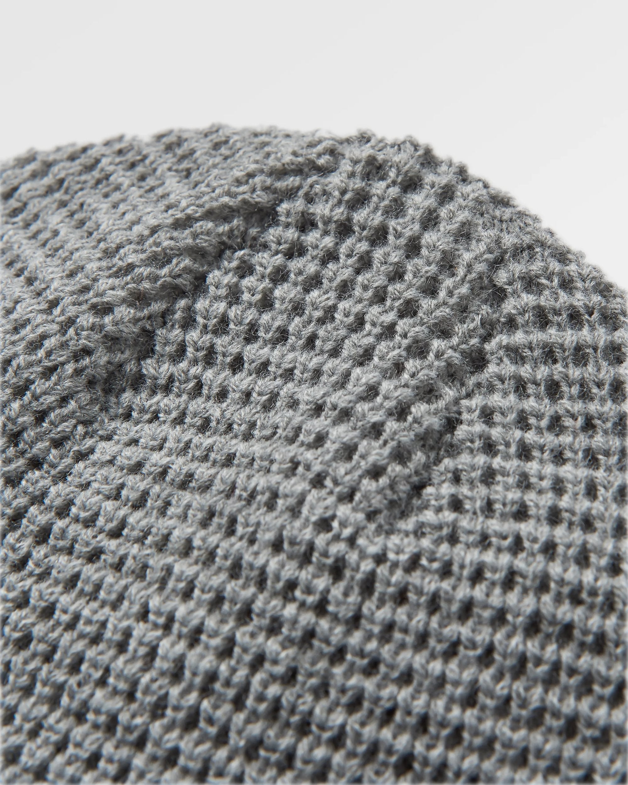 Moss Double Layer Recycled Waffle Beanie - Grey Marl - Flatlay