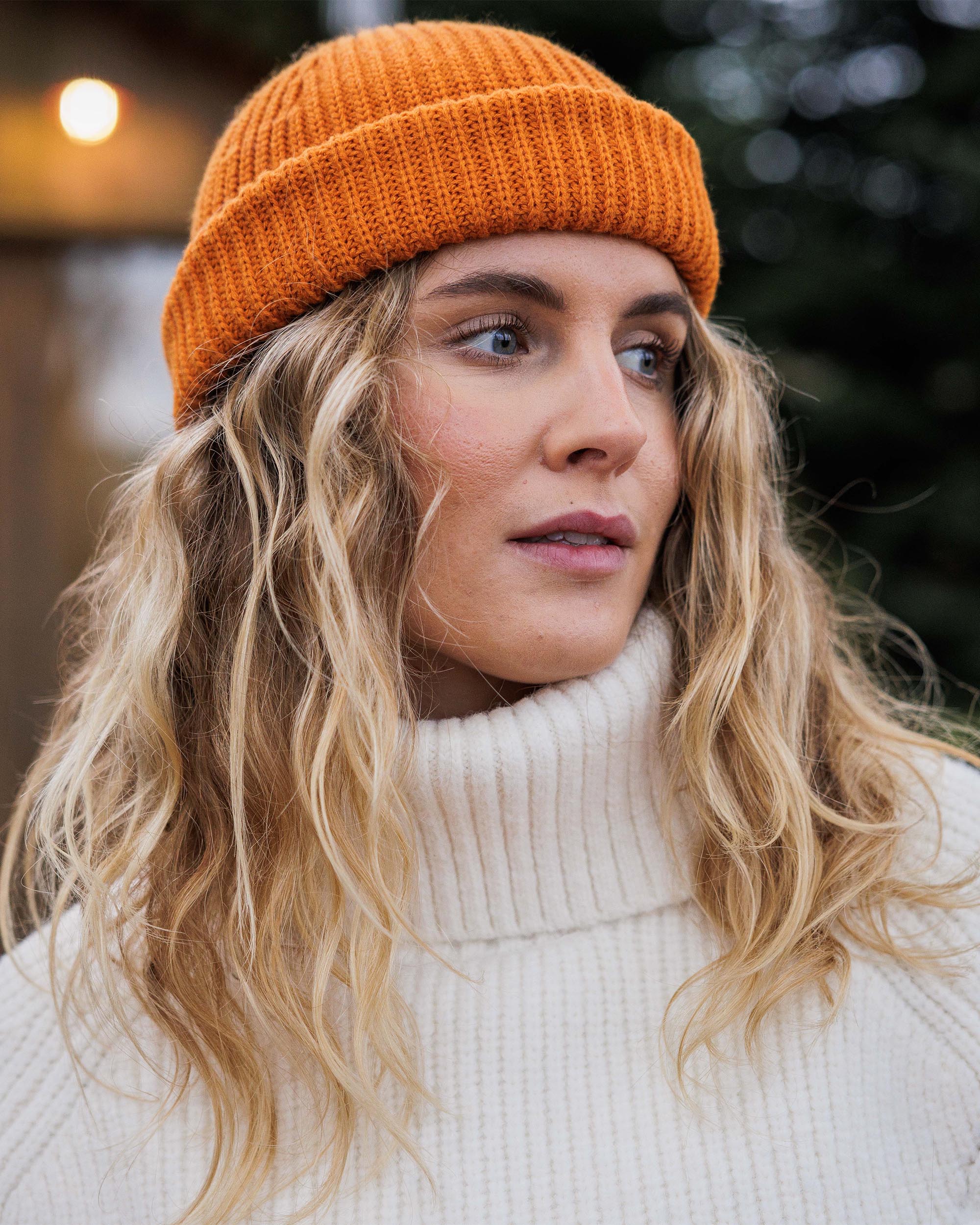 Snuggle Recycled Knitted Polo Neck - Off White - Lifestyle