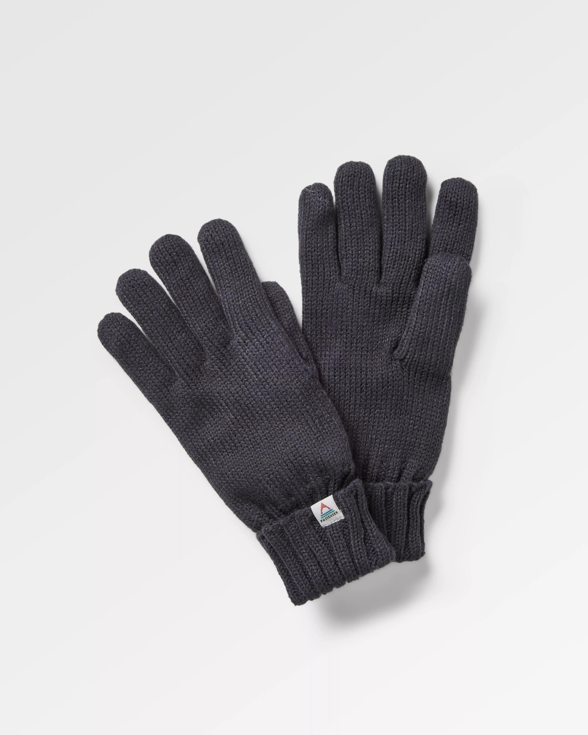 Gale Recycled Knitted Gloves - Deep Navy - Flatlay