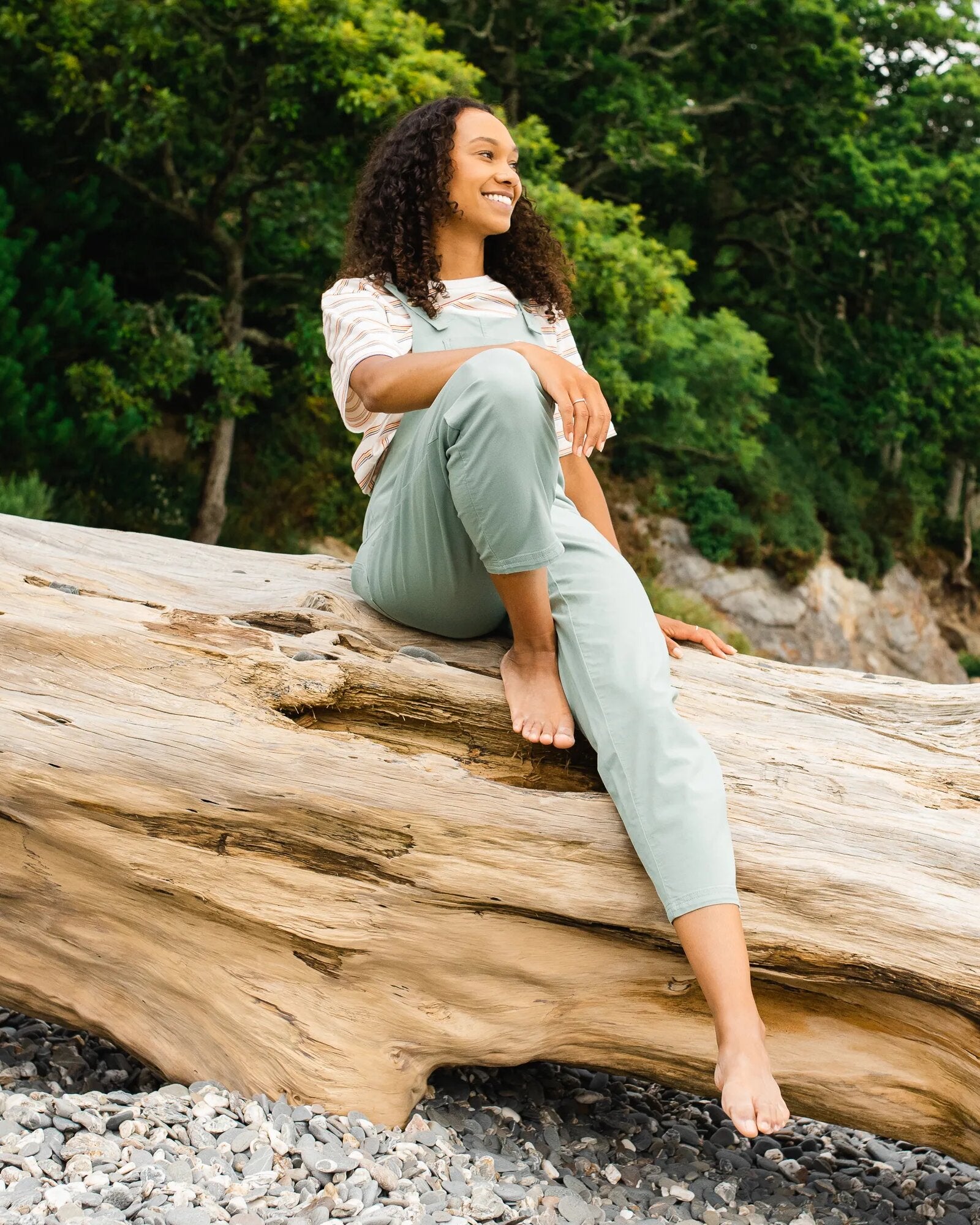 Meadows Organic Cotton Dungarees - Pistachio - Lifestyle