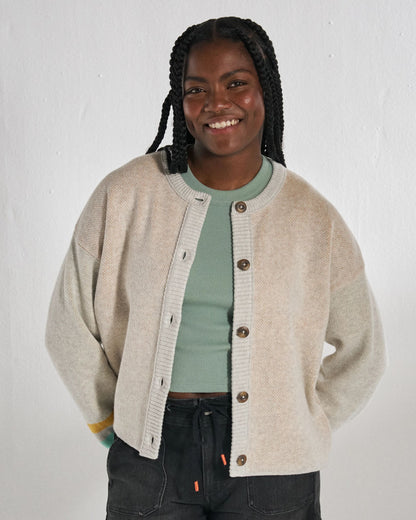 Dawner Knitted Cardigan - Light Grey Marl - Studio Model