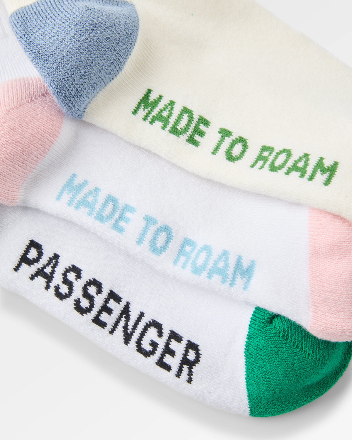 Classic Midweight Crew Socks Bundle - Birch/White&Greenlake/White - Flatlay