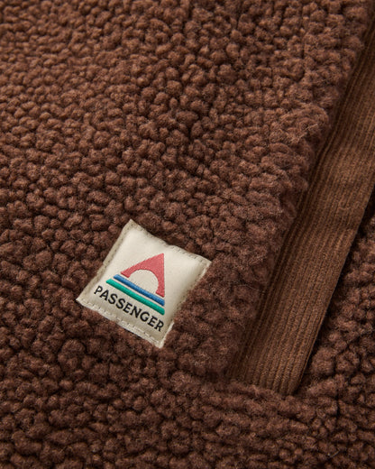 Tawny Collarless Deep-Pile Sherpa Gilet - Chestnut - Flatlay