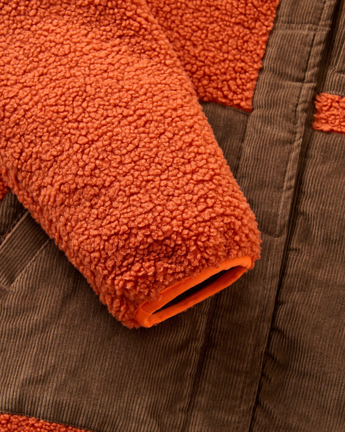 Clover Sherpa Fleece Hooded Jacket - Dark Rust - Flatlay