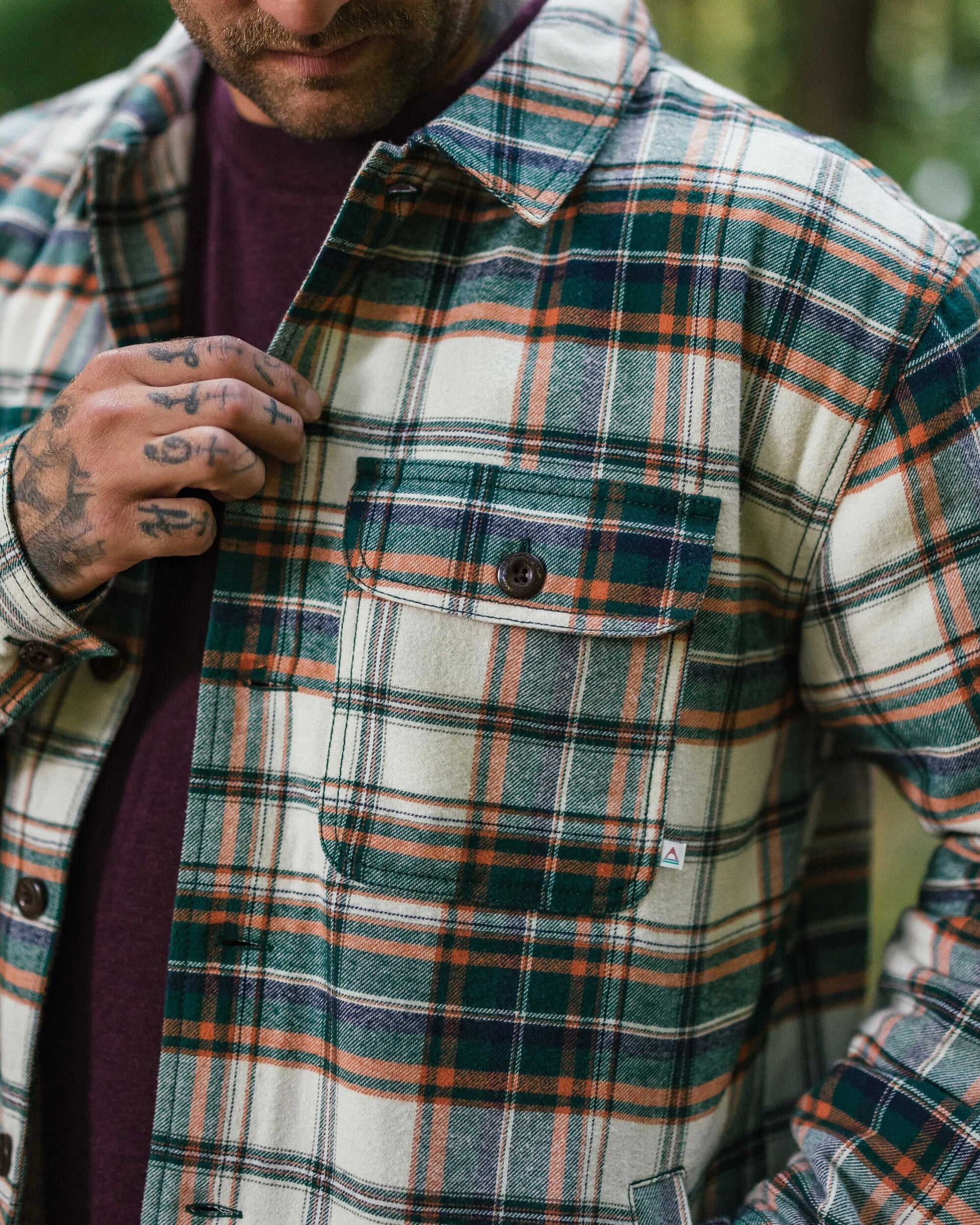 Freestyle Sherpa-Lined Overshirt - Birch/Rain Forest Check