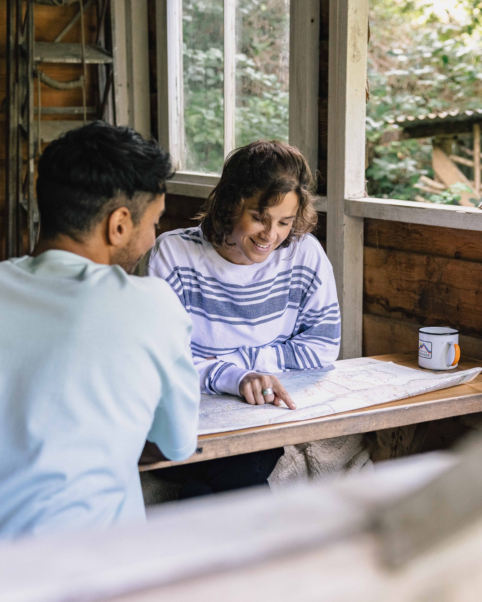 Graceful Textured LS Top - Navy Stripe - Lifestyle