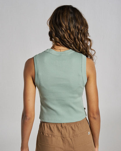 Out There Ribbed Cropped Vest - Pistachio - Studio Model
