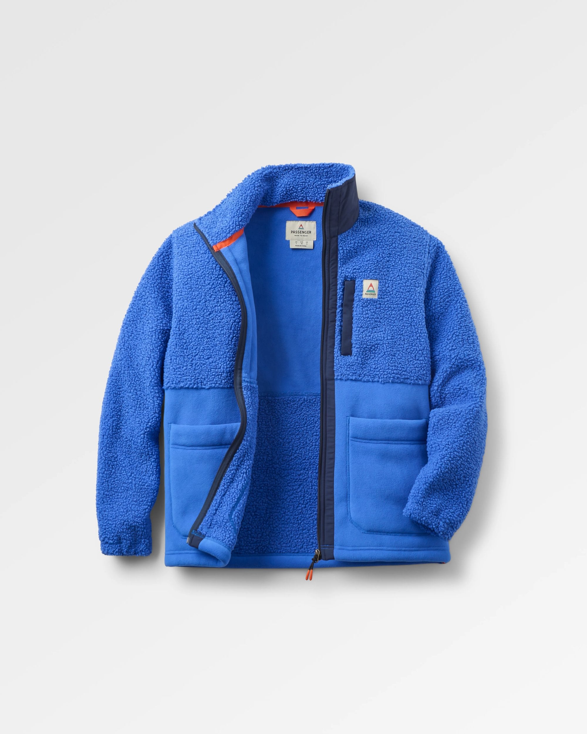 Oak Teddy Long Line Fleece - Electric Blue - Flatlay