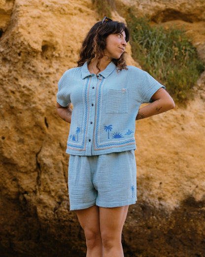 Waveney Short Sleeve Shirt - Retro Blue  - Lifestyle