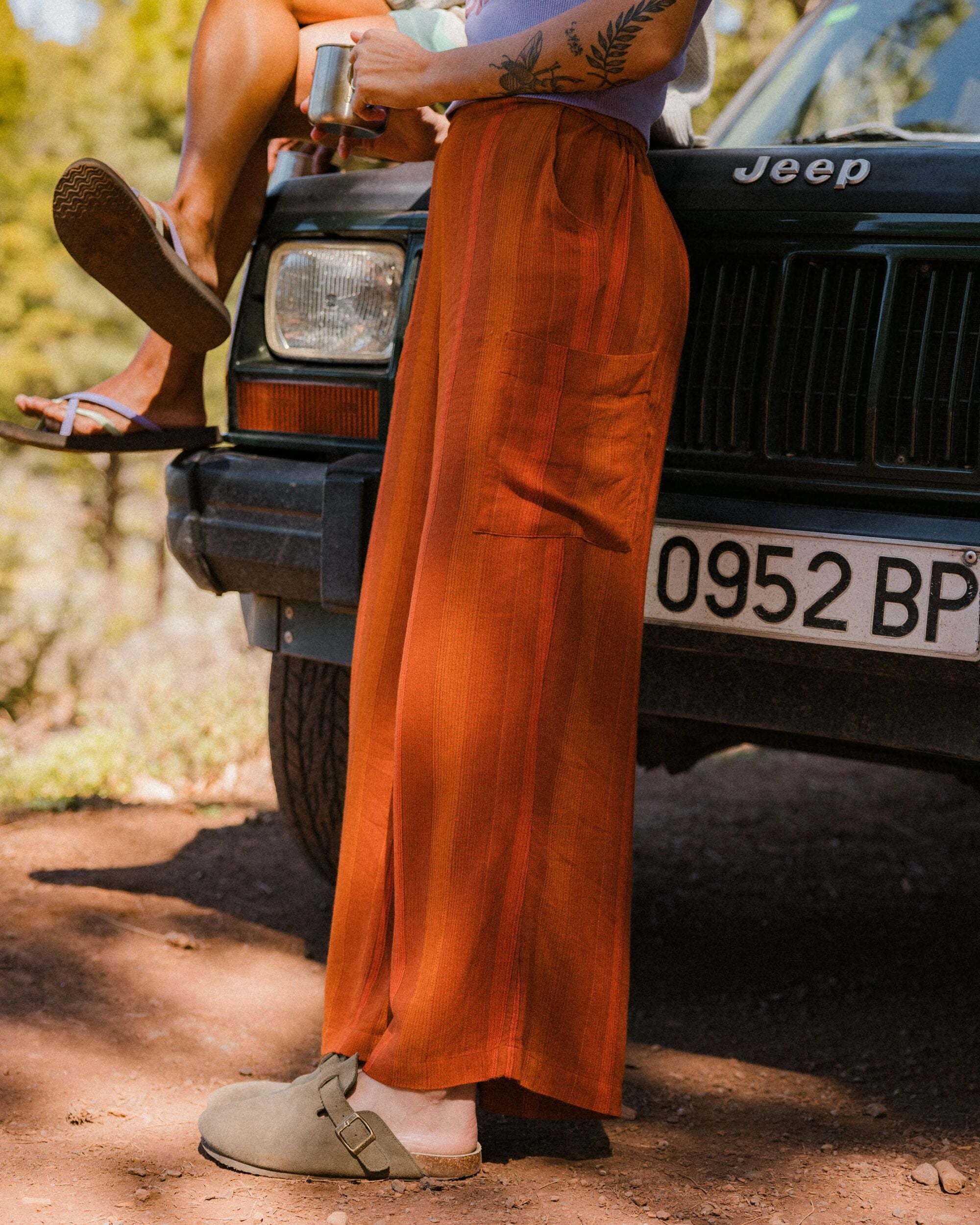 Someday Woven Trouser - Ember Orange Stripe - Lifestyle