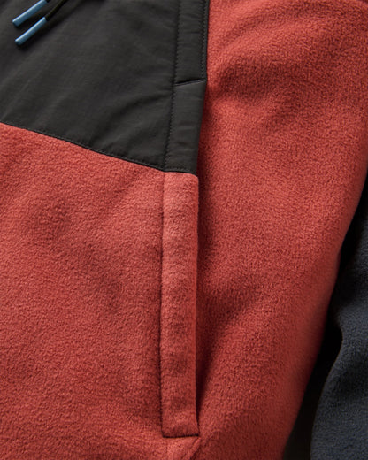 Woodland Hoodless 1/2 Zip Recycled Polartec® Fleece - Redwood/Charcoal - Flatlay