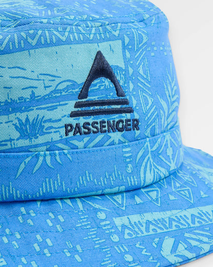 Shaded Organic Bucket Hat - Patchwork Marine Blue - Flatlay
