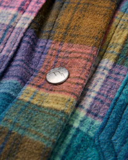 East Recycled Polar Fleece Shirt - Rich Navy Multi Check - Flatlay