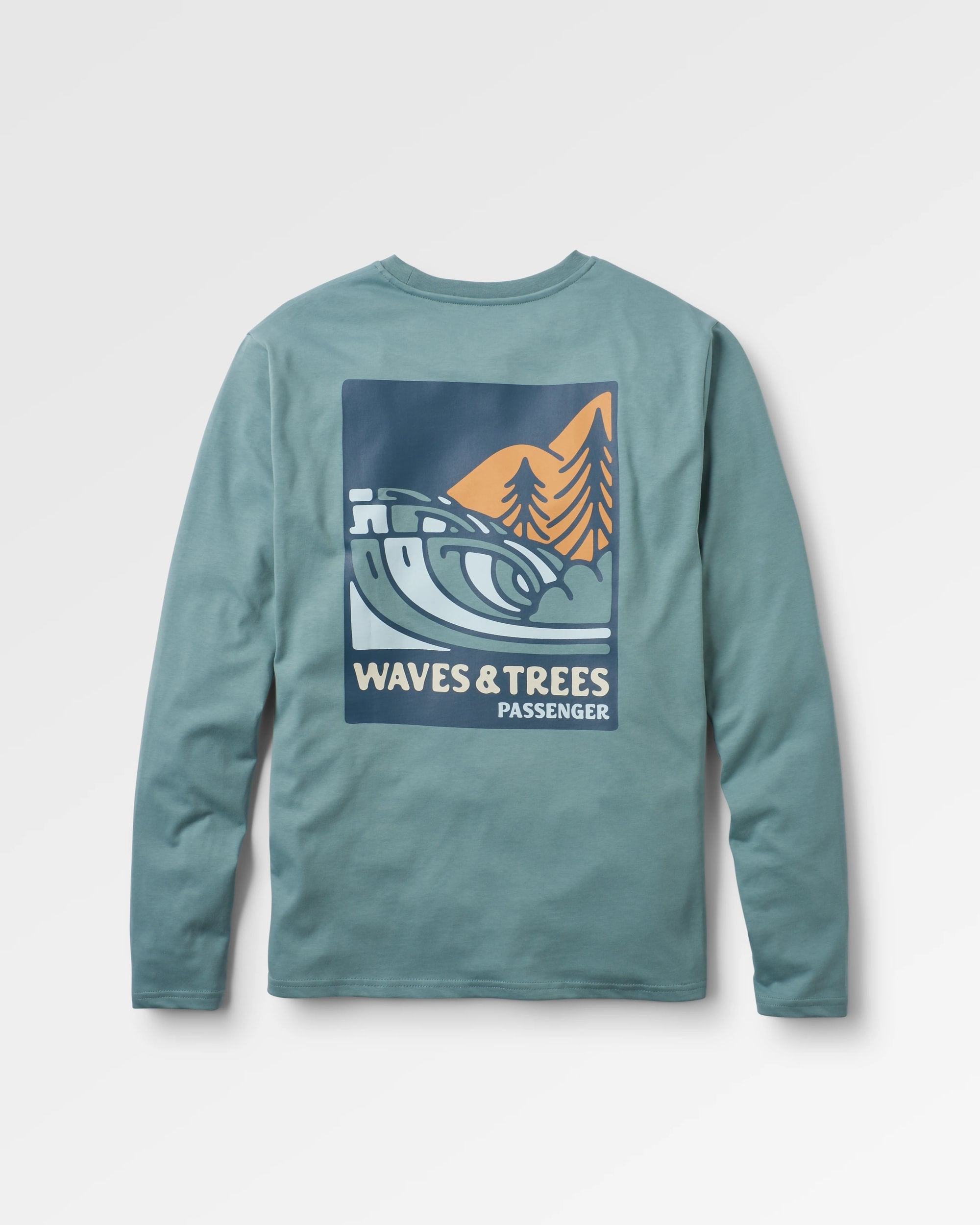 Waves & Trees Organic Cotton LS T-Shirt - Stormy Sea - Flatlay