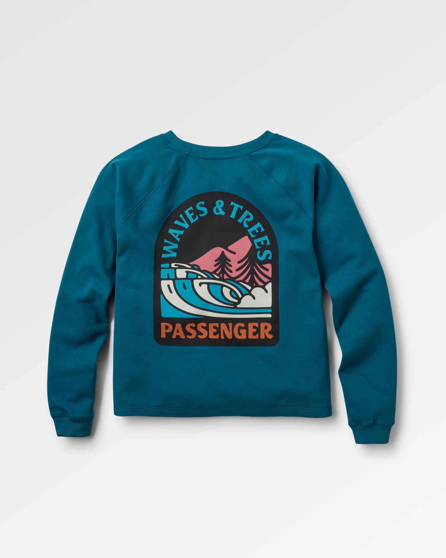 Waves & Trees Recycled Cotton Sweatshirt - Tidal Blue