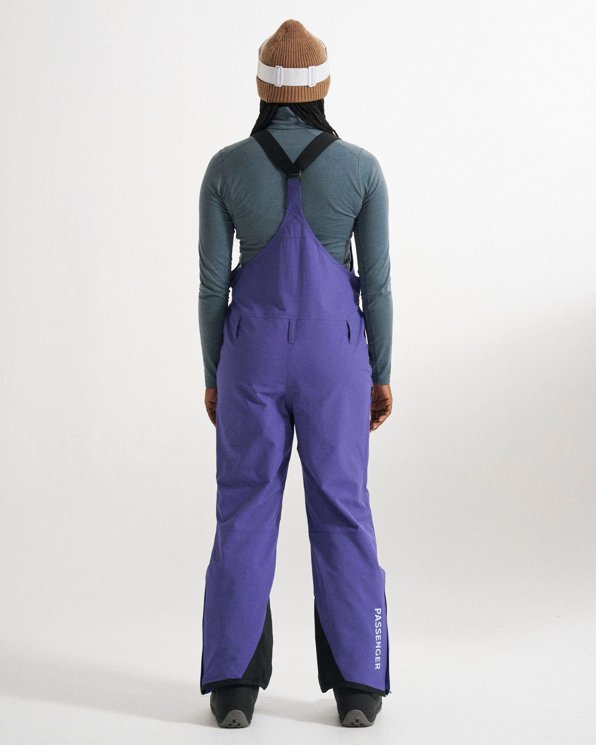 Snowscape Women's Recycled Bibpant - Purple Indigo - Studio Model