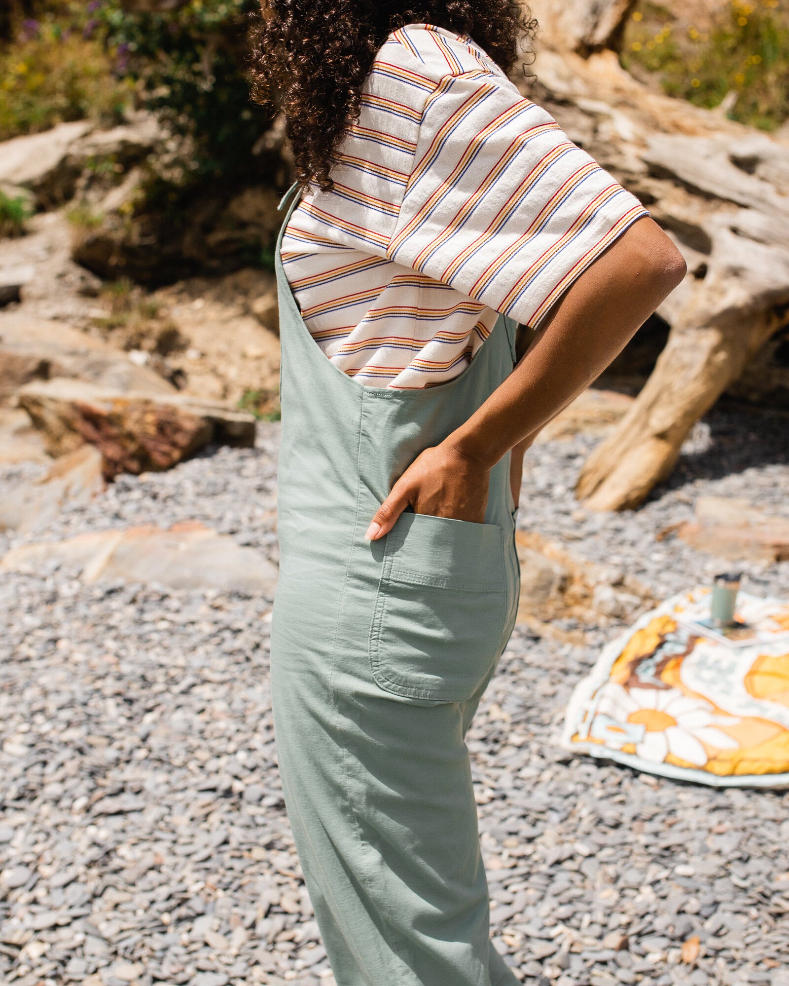 Meadows Organic Cotton Dungarees - Pistachio - Lifestyle