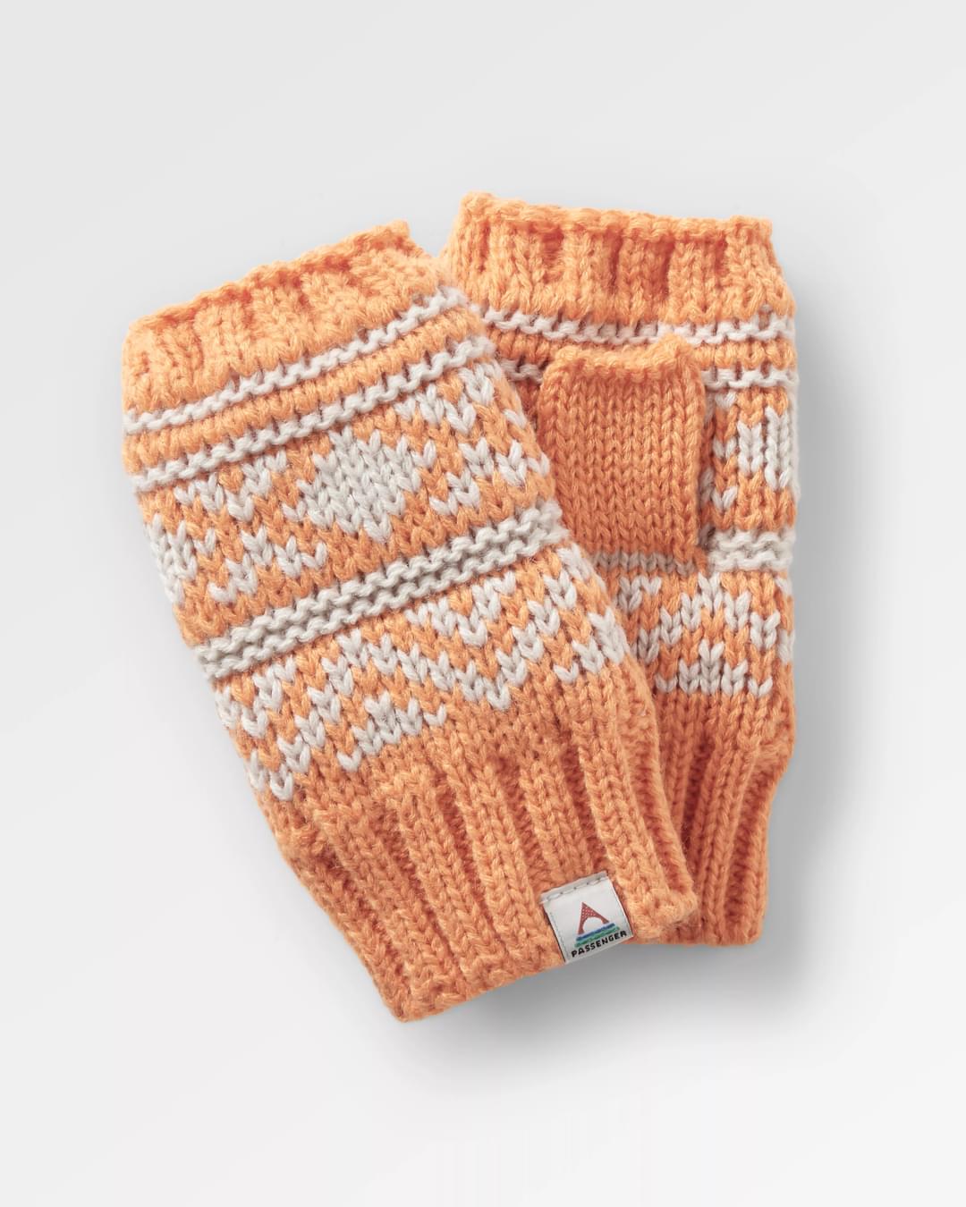 Lily Recycled Fleece Lined Fingerless Mittens - Apricot - Flatlay