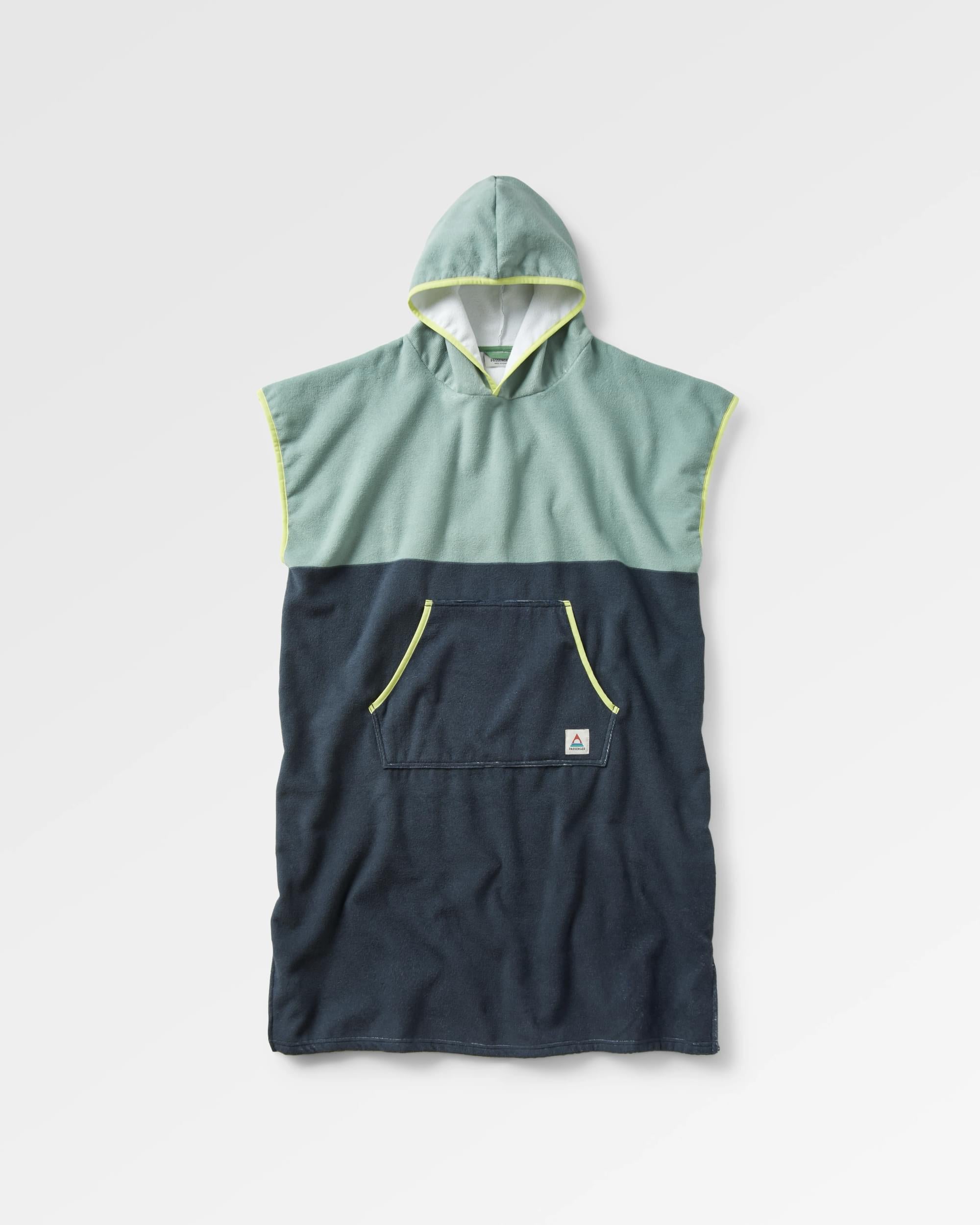 Tulum Recycled Towel Poncho - Pistachio/Charcoal - Flatlay