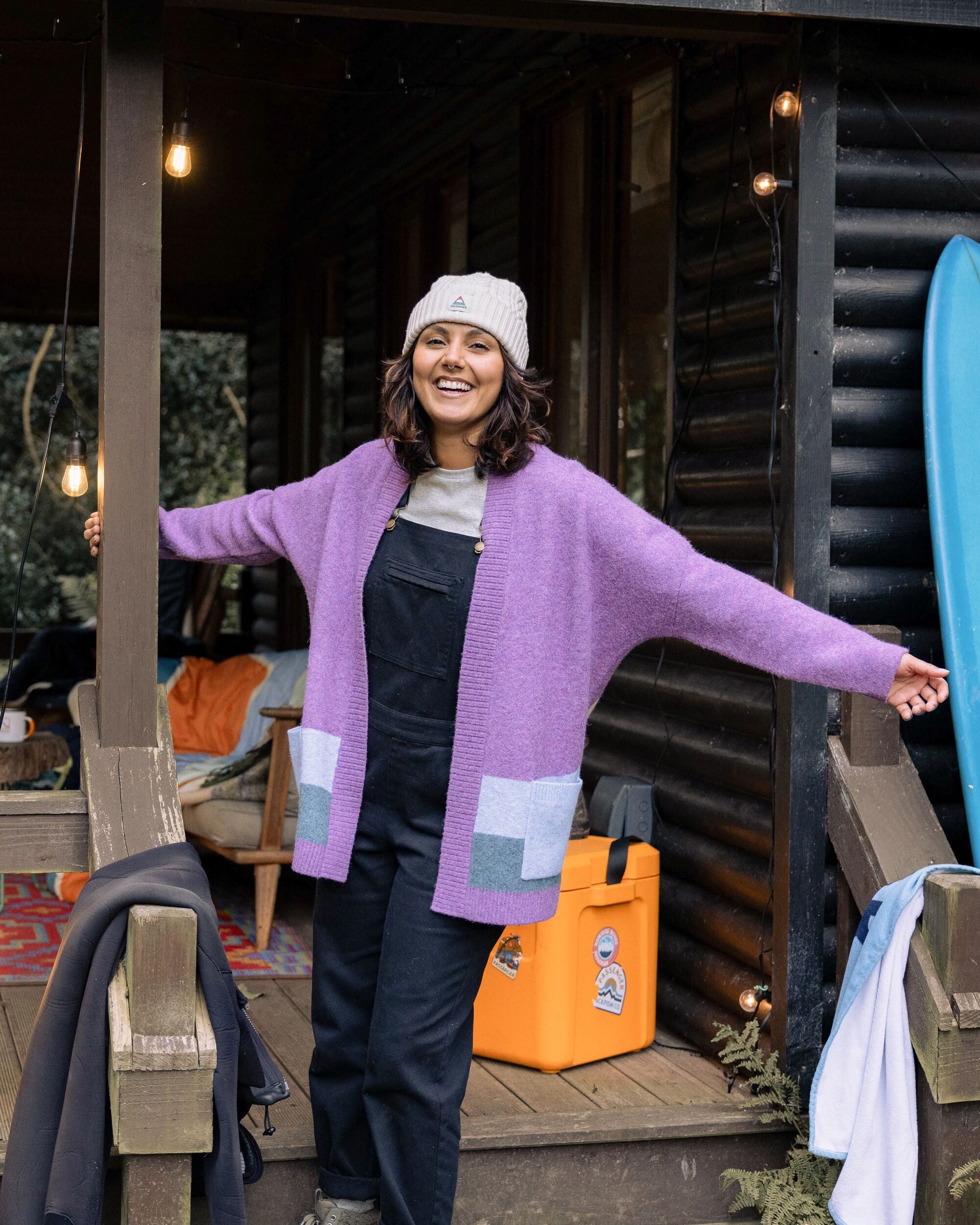 Vista Recycled Knitted Cardigan - Rhubarb - Lifestyle