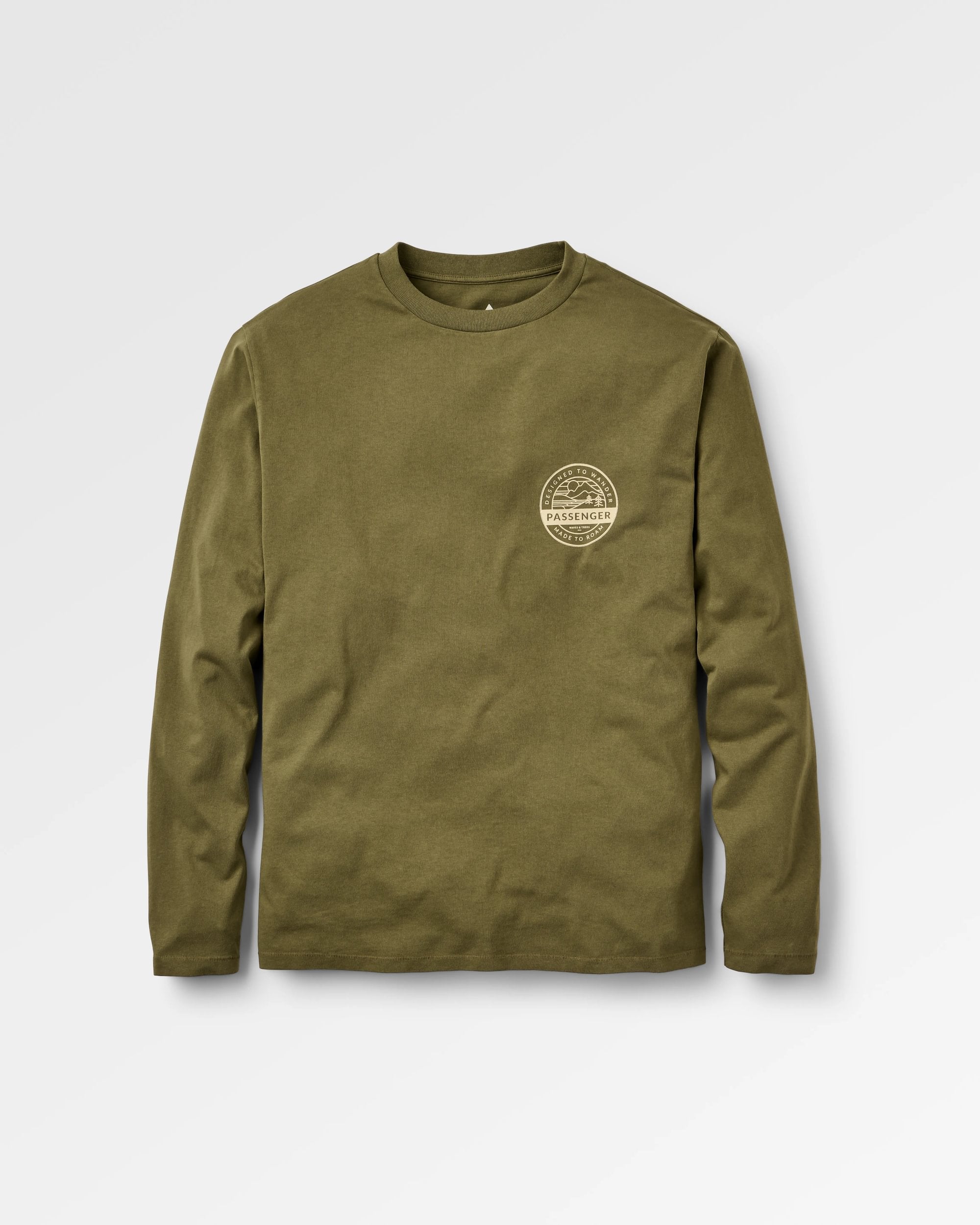 Odyssey Recycled Cotton LS T-Shirt - Dark Olive - Flatlay