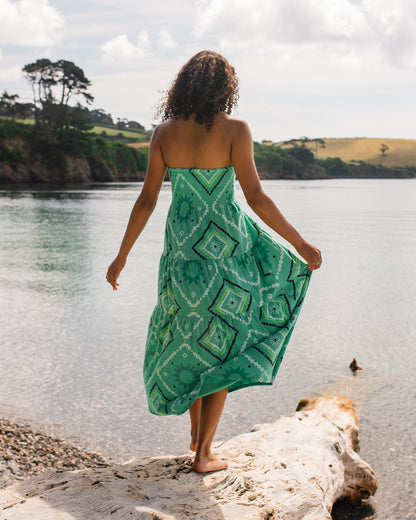 Fareway Recycled Cotton Maxi Skirt - Sunburst Green Spruce