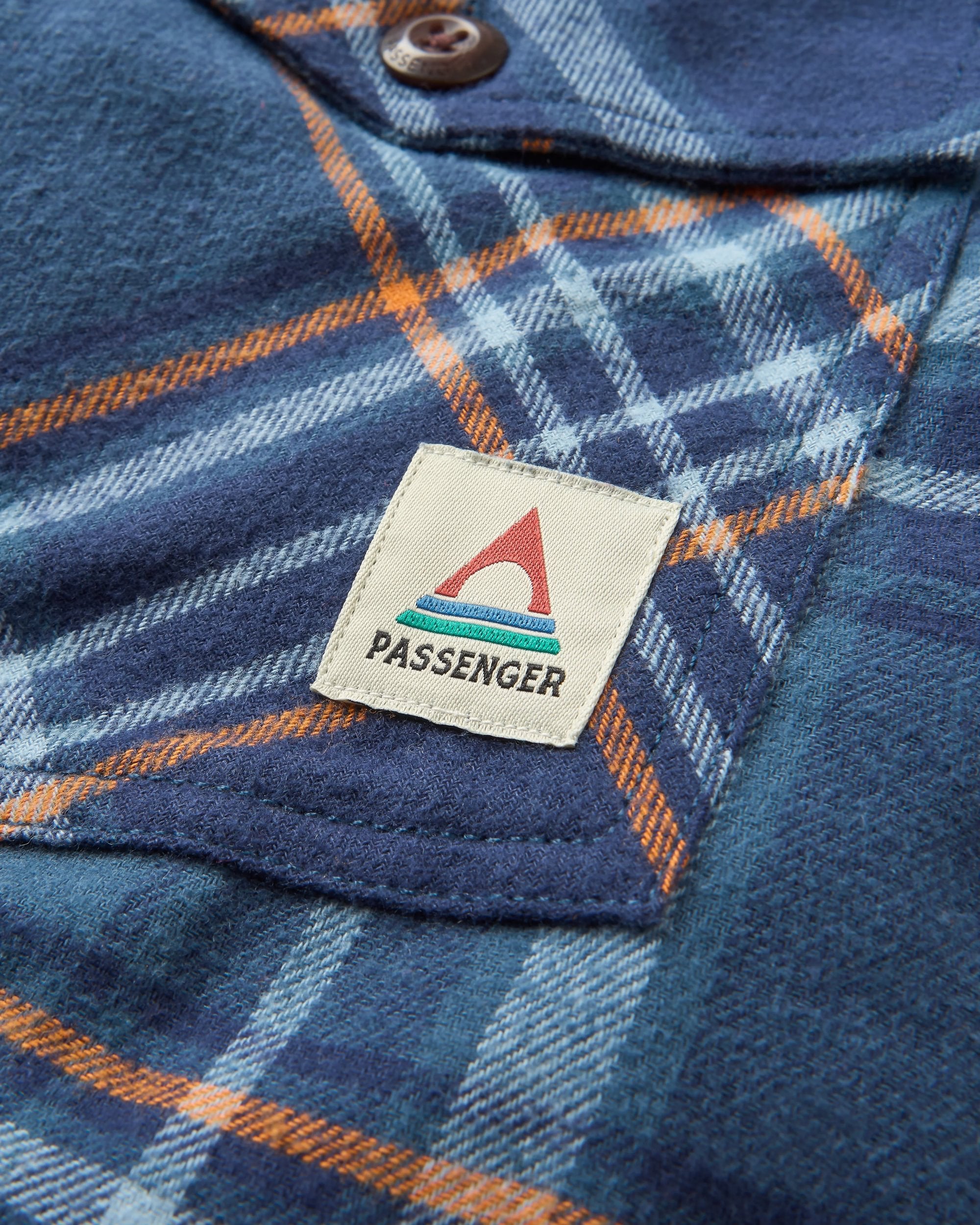 Stella Organic Cotton LS Shirt - Rich Navy/Faded Denim Check - Flatlay