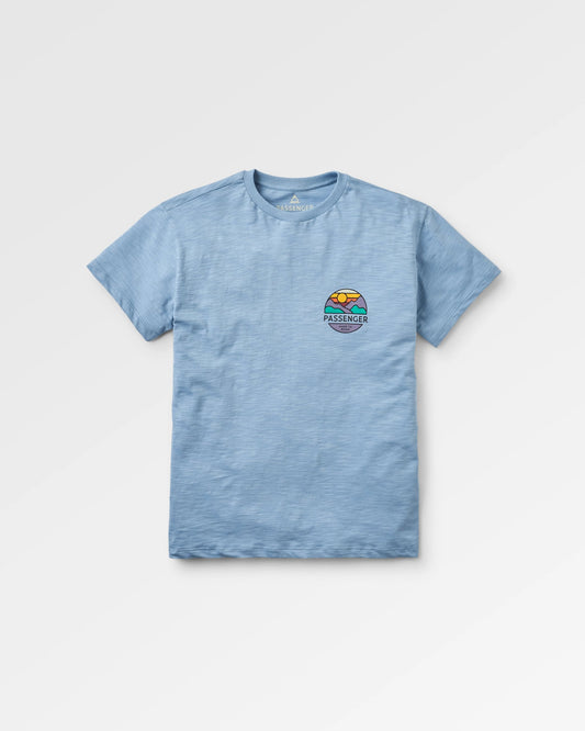 Laidback Recycled Cotton T-shirt - Faded Denim - Flatlay