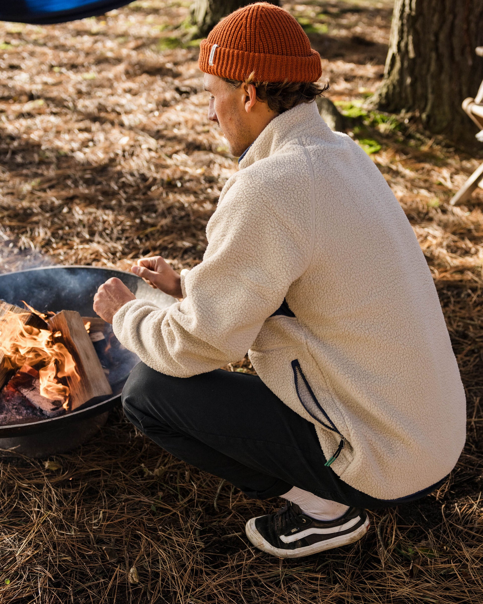 Offgrid 2.0 1/2 Zip Recycled Sherpa Fleece - Oatmeal/Navy